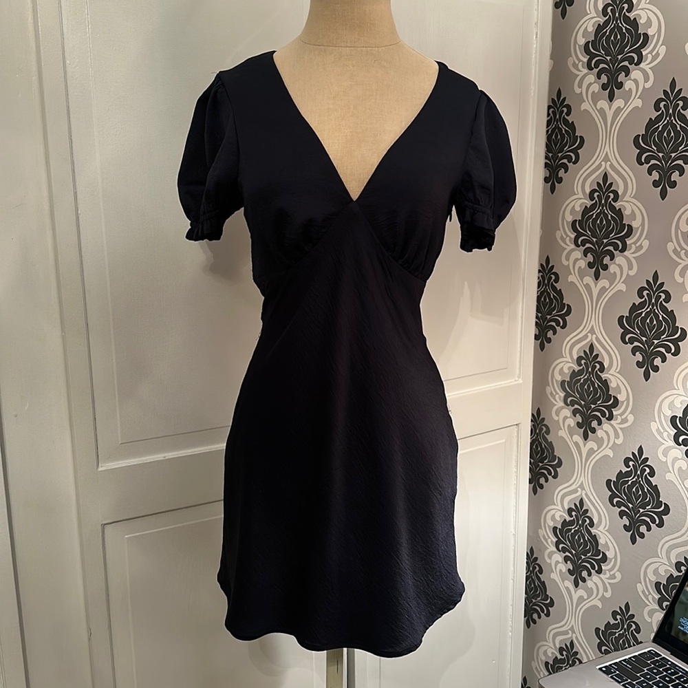 Navy Mini Dress with Open Black